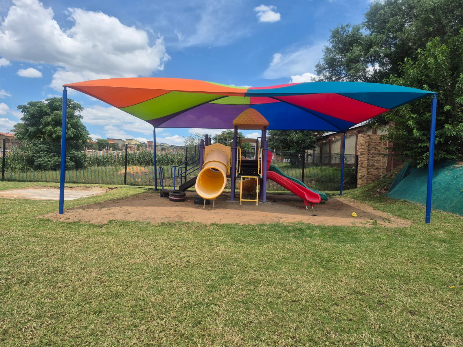6x6 shadeport for a playground, installed by Pronet Shadeports and Carports Gauteng