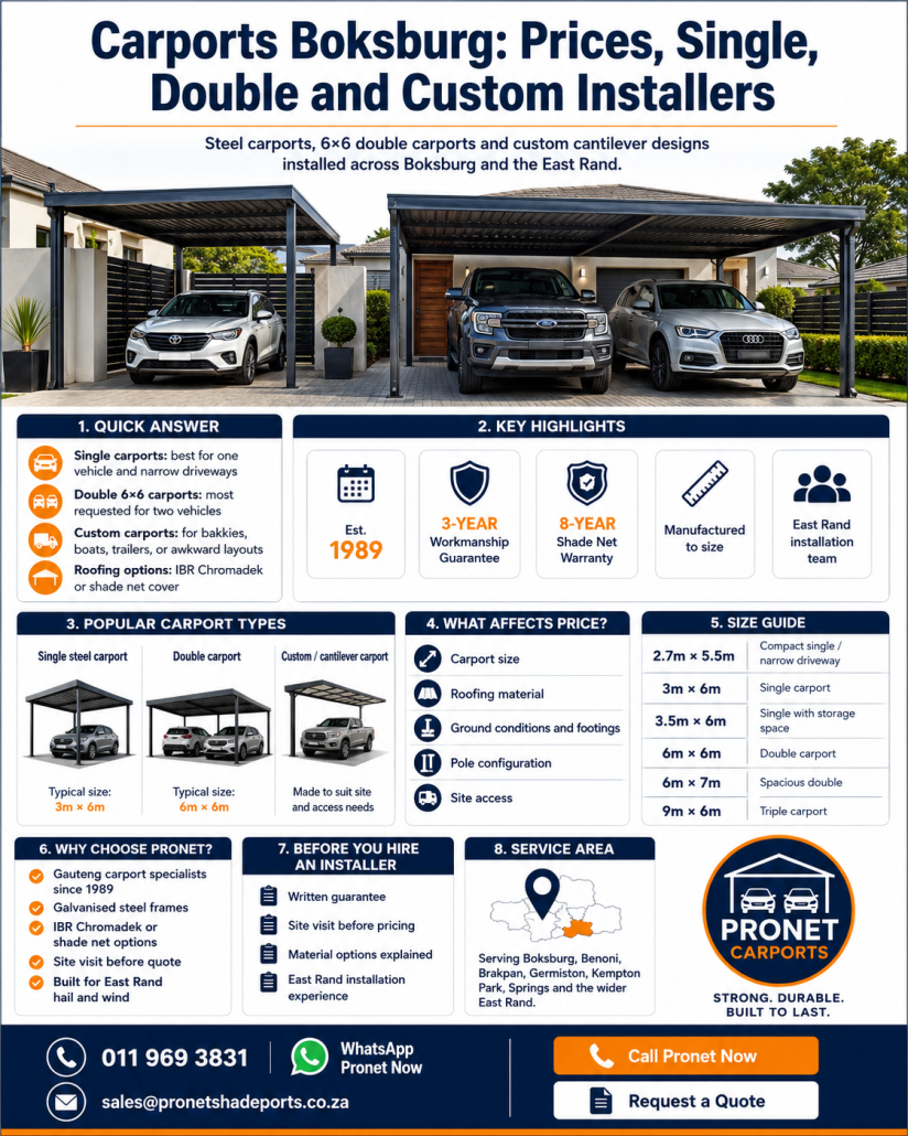 Carports Boksburg: Prices, Single, Double and Custom Installers