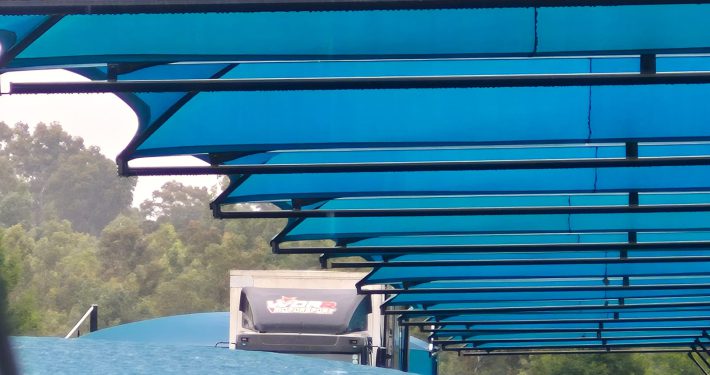 Commercial multi-bay shadeport installed by Pronet Shadeports and Carports Gauteng