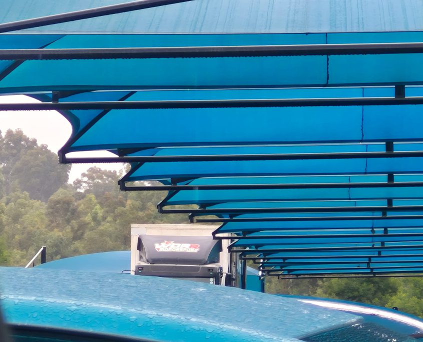 Back-to-back cantilever shadeports installed by Pronet Shadeports and Carports Gauteng