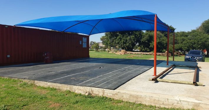 Custom shade cloth colour shadeport installed by Pronet Shadeports and Carports Gauteng