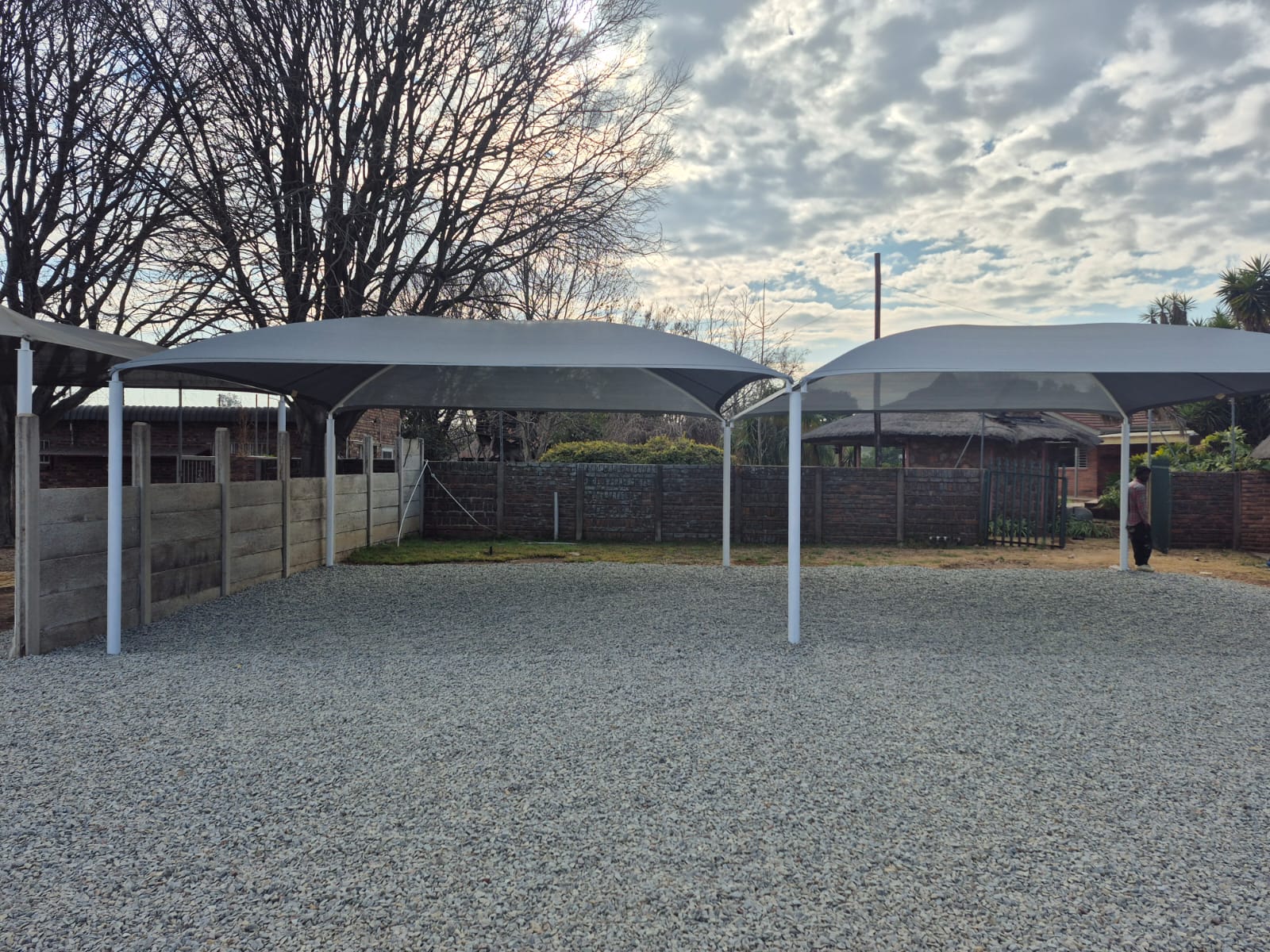 Shade net carport steel frame installation