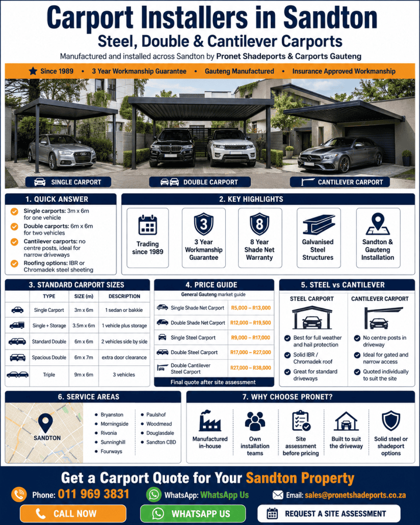 Carport Installers in Sandton